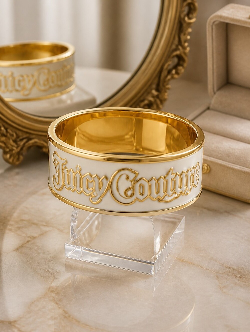 Wide Gold Juicy Couture Hinge Bracelet, Size 7